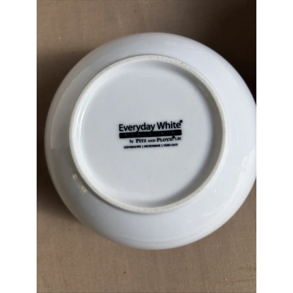 2 FITZ AND FLOYD EVERYDAY WHITE BEADED SOUP CEREAL BOWLS SET OF 2 - 5.5